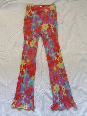 Billabong Red Floral Ribbed Kids Leggings